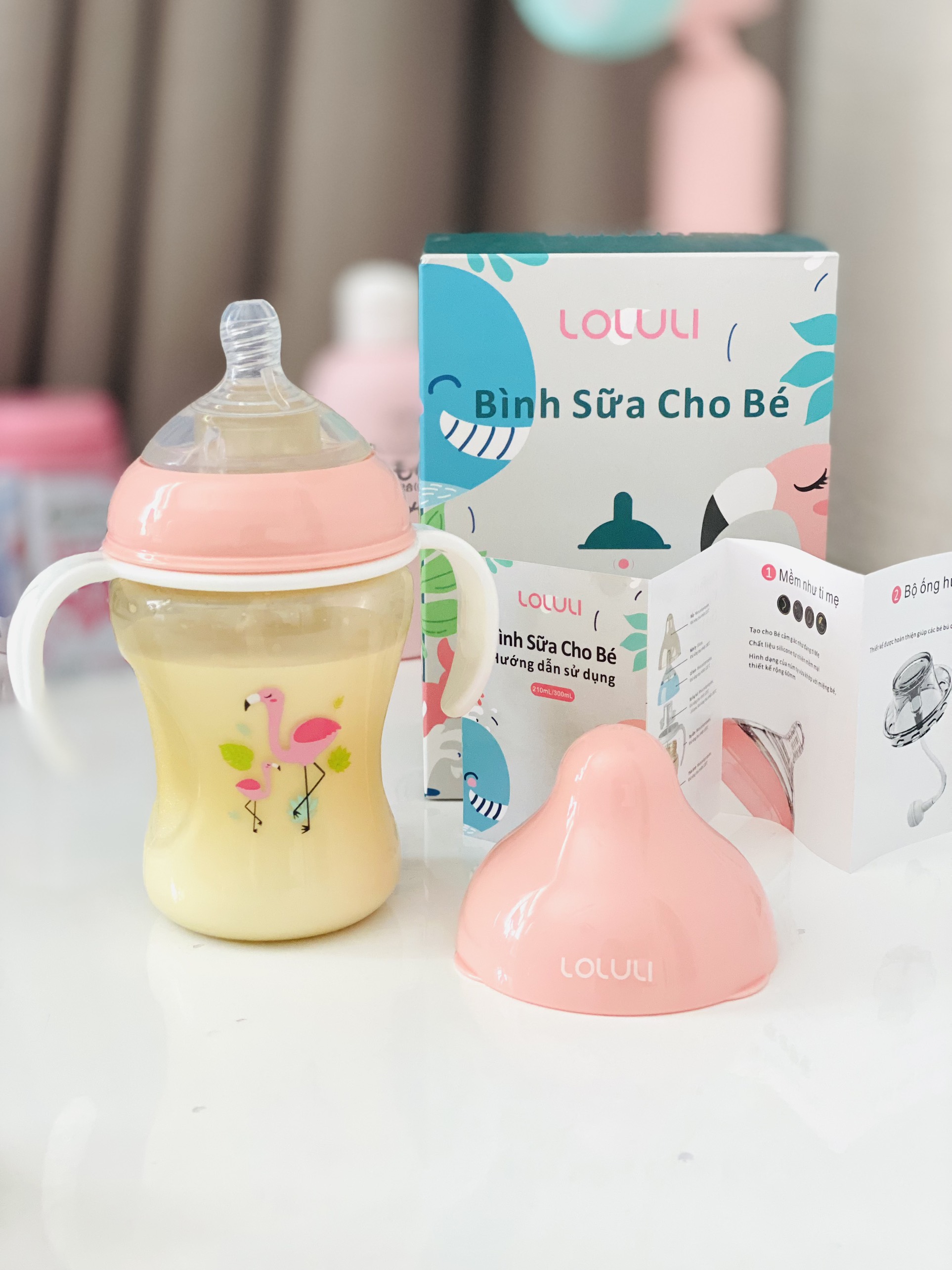 Bình Sữa Loluli PP Cổ Rộng Chống Sặc Cho Bé Chính Hãng - 300ml