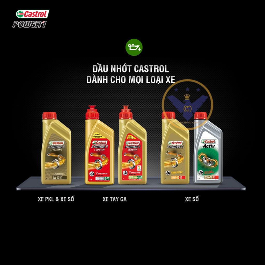 Dầu nhớt xe máy tay ga cao cấp tổng hợp Castrol Power 1 Scooter 10W40 lon 800ml