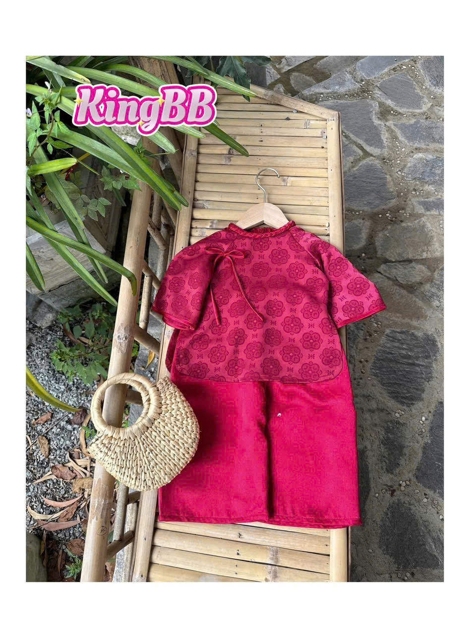 Bộ bà ba pháp phục cho bé gái đính nơ đi chơi biểu diễn đẹp từ 12-40kg chất lụa mềm mát