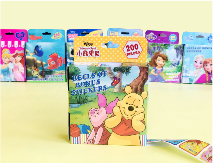 Đồ chơi dính dán - Combo 2 SET CUỘN 200 miếng STICKER CÁC NHÂN VẬT HOẠT HÌNH CHO BÉ