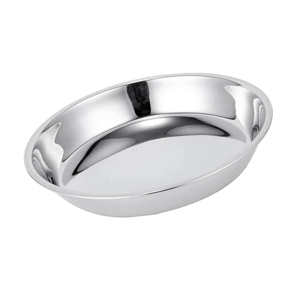 Hotel Stainless Steel Dinner Plate Dish for Salad BBQ Insulated New 24cm