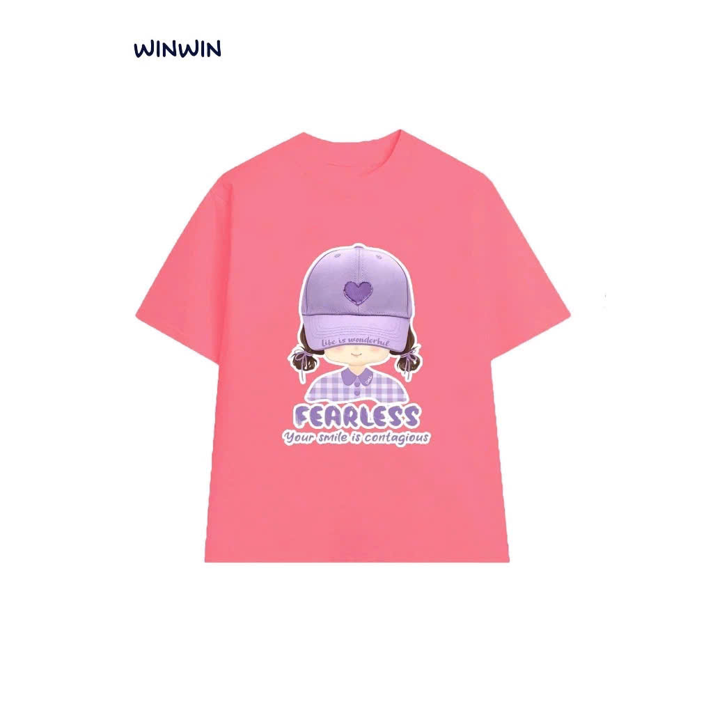 ÁO THUN BÉ GÁI FORM RỘNG IN HÌNH BABY BASIC NÂNG ĐỘ TỪ 12-45KG CHO BÉ GÁI