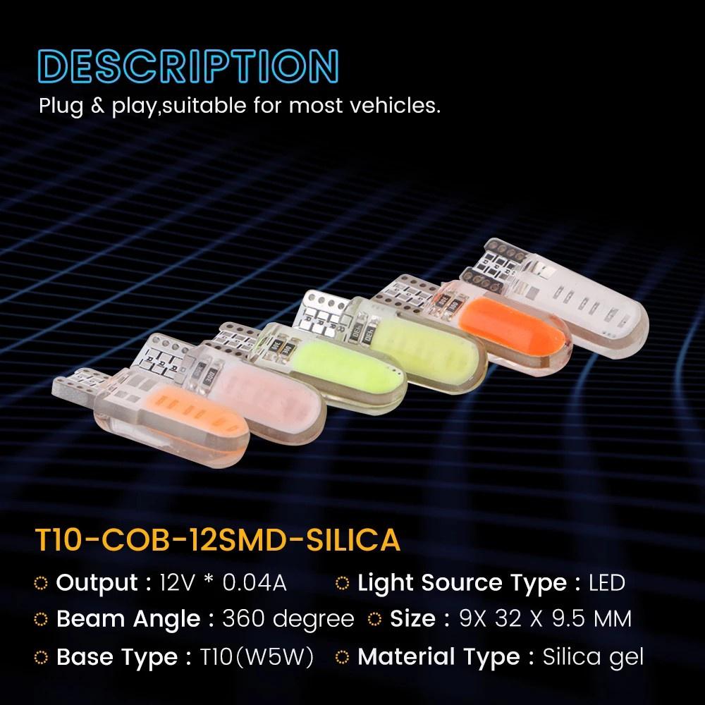 1 Bóng Đèn LED W5W T10 COB 12 SMD 12V Ánh Sáng Trắng Dành Cho Ô Tô