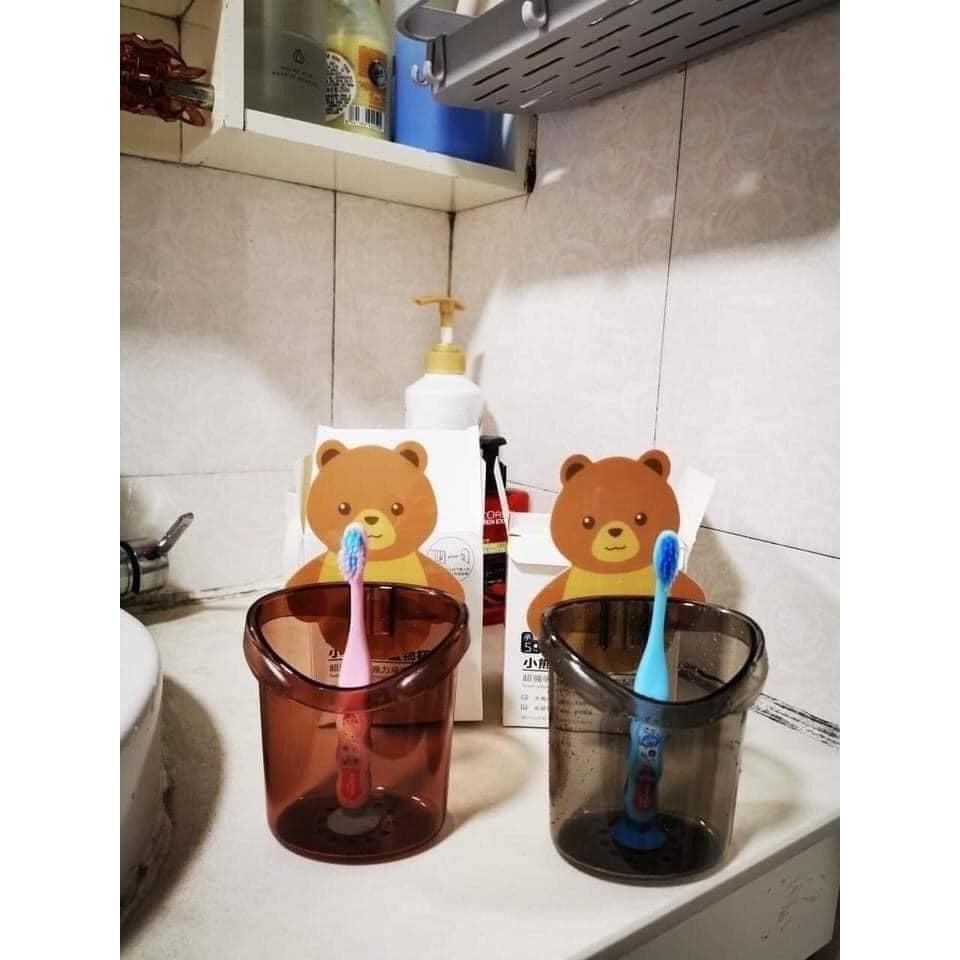 Cốc gấu đựng bàn chải kem đánh răng, Cốc gấu dán tường siêu dính