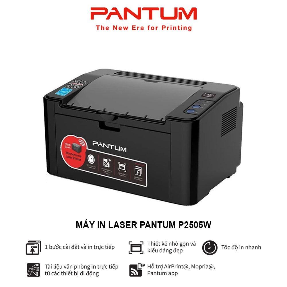 Máy in Laser đơn chức năng PANTUM P2505W, in qua Wifi, đen trắng, tốc độ cao, khổ giấy A4 (Hàng chính hãng)