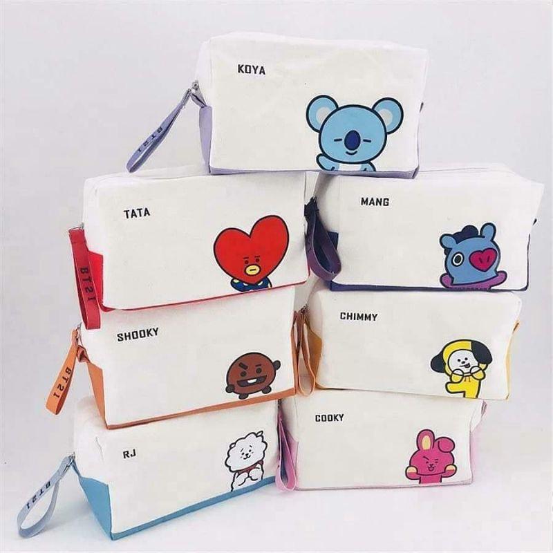 Túi bút BT21 (túi đựng đồ trang điểm BT21)