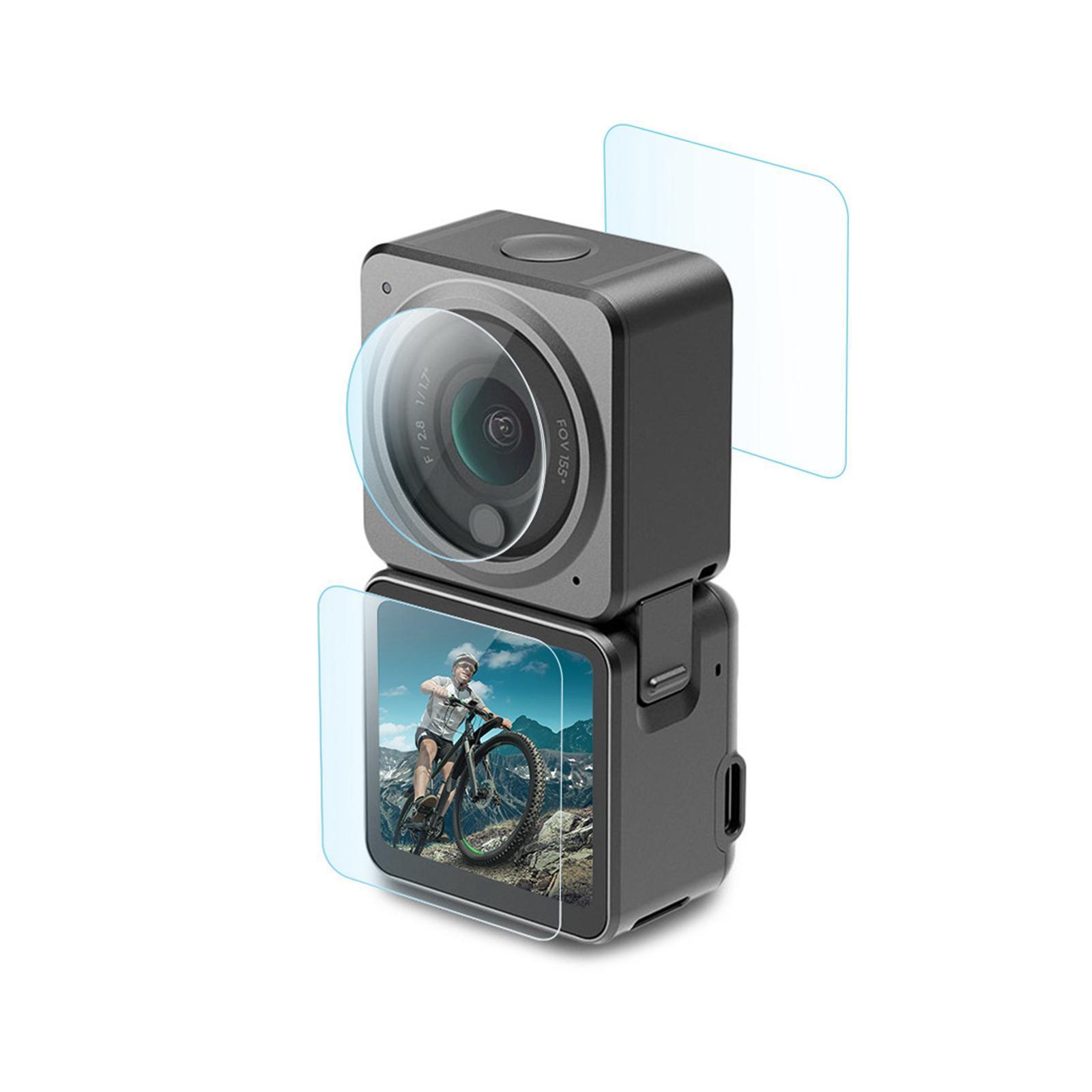 6Pcs Tempered Glass Screen Protector Film, Lens + Front & Back LCD Display Power Combo Anti-Fingerprint Kit, Hardness Cover for DJI Action 2