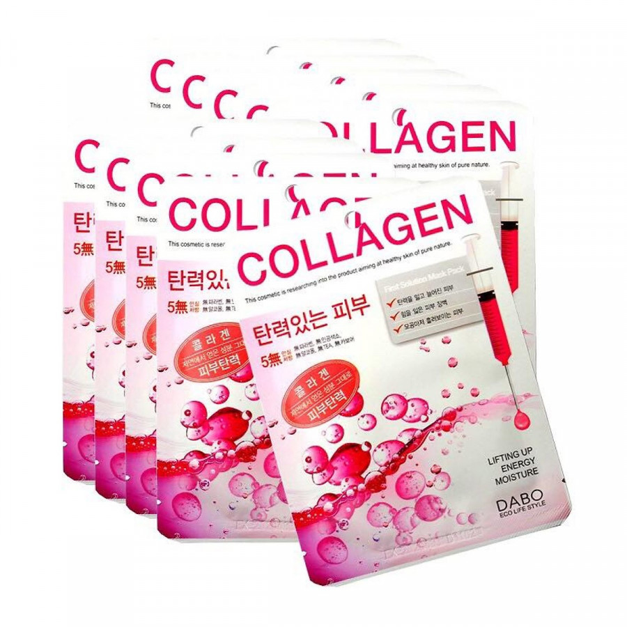 Combo 10 Miếng Mặt Nạ Hàn Quốc Dabo Collagen ngăn ngừa và chống lão hóa cho da (23g / Gói) - Hàng Chính Hãng