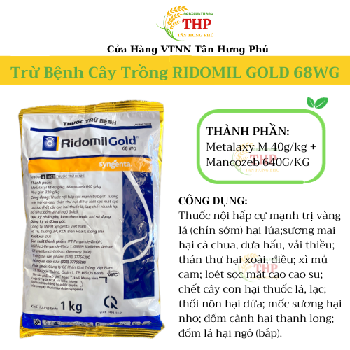 Ridomil Gold 68WG | Phòng trừ, diệt nấm bệnh trên cây trồng | Gói 1kg, 100g