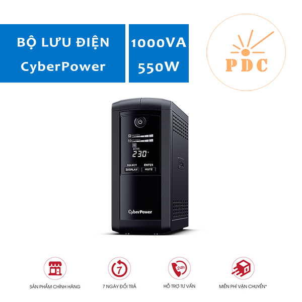 Bộ lưu điện UPS CyberPower VALUE Pro VP1000ELCD - 1000VA/550W - Tích hợp điều khiển Nas, Màn hình hiển thị LCD, dòng sản phẩm cao cấp - Hàng Chính Hãng