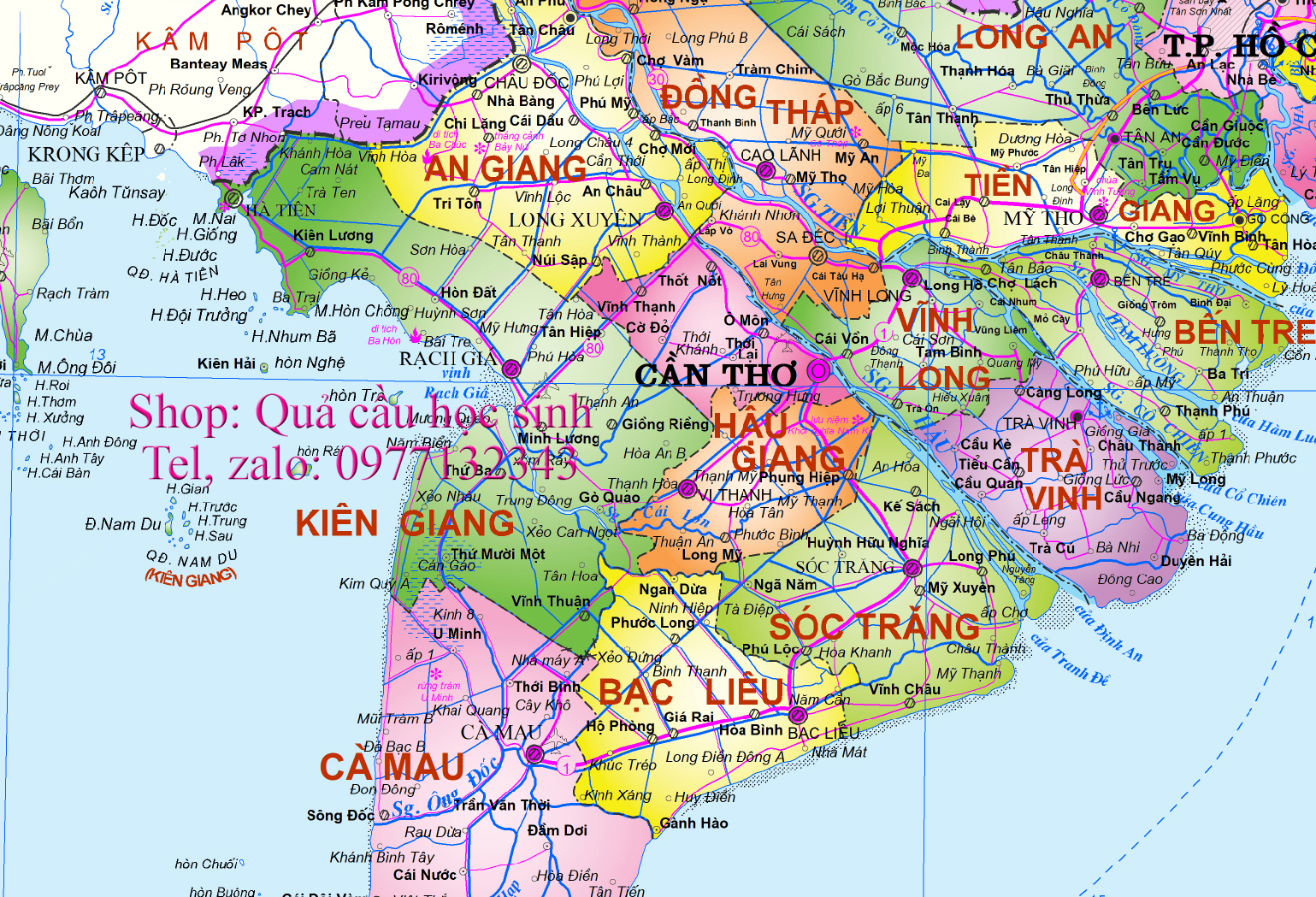 Hành chính Phía  Nam Việt Nam khổ 2A0 120x151