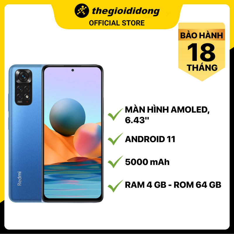 Điện thoại Xiaomi Redmi Note 11 (4GB/64GB) -  Xanh dương đậm - Hàng chính hãng