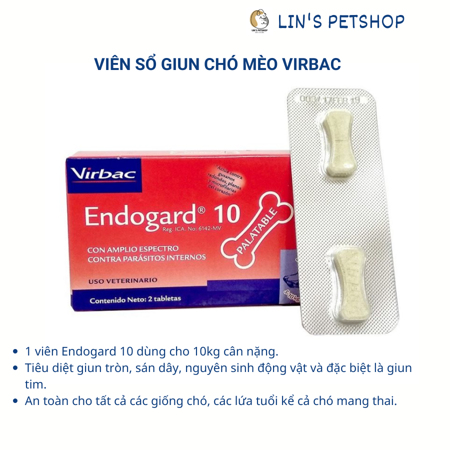 1 VIÊN SỔ GIUN CHO CHÓ - ENDOGARD VIRBAC