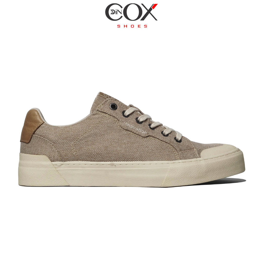Giày Vải Sneaker Canvas Đế Bằng Nam DC30 Beige Dincox Shoes