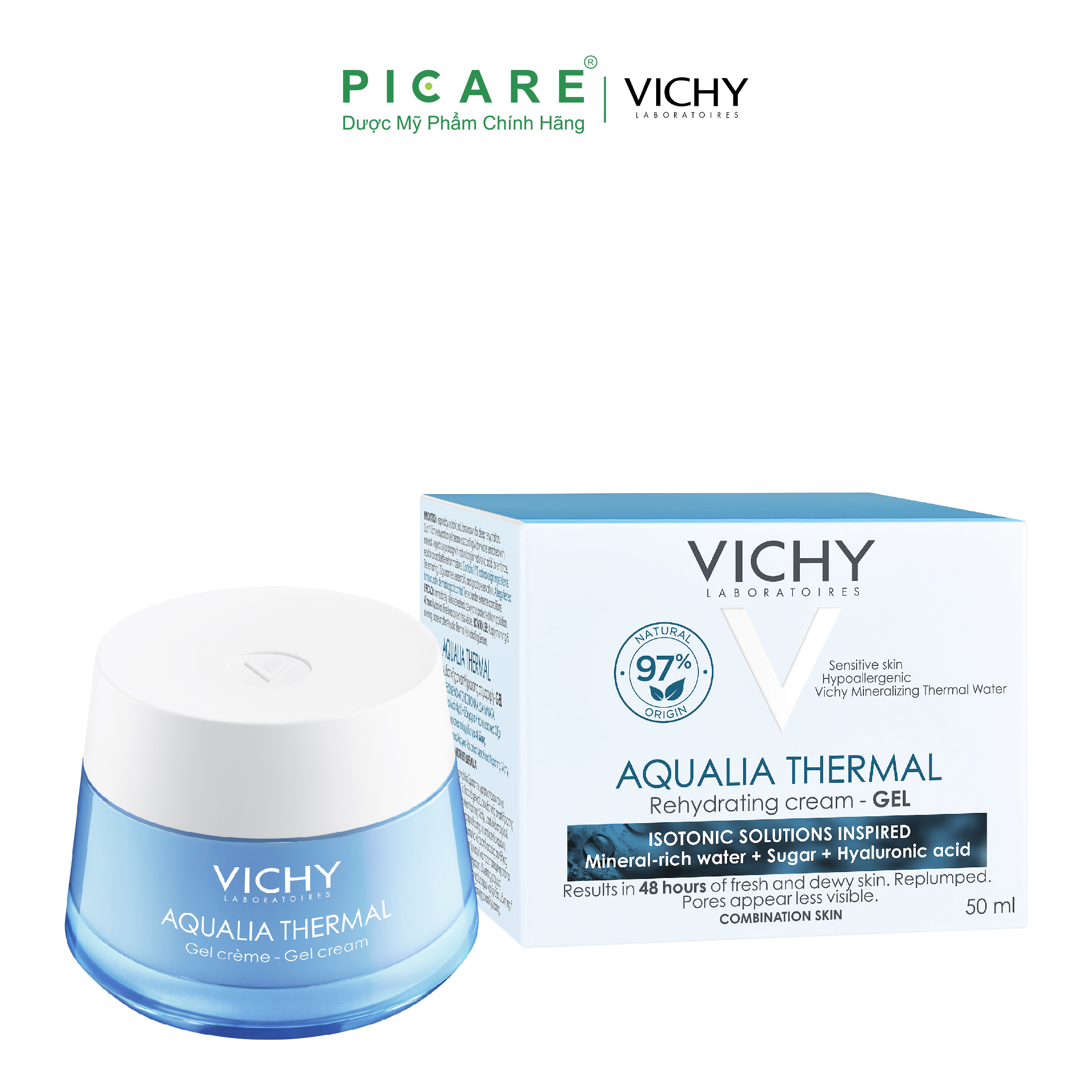 Gel Dưỡng Ẩm Giúp Da Dịu Mát Cho Da Thường, Da Hỗn Hợp & Da Nhạy Cảm Vichy Aqualia Thermal Rehydrating Gel Cream (50ml) - MB066000