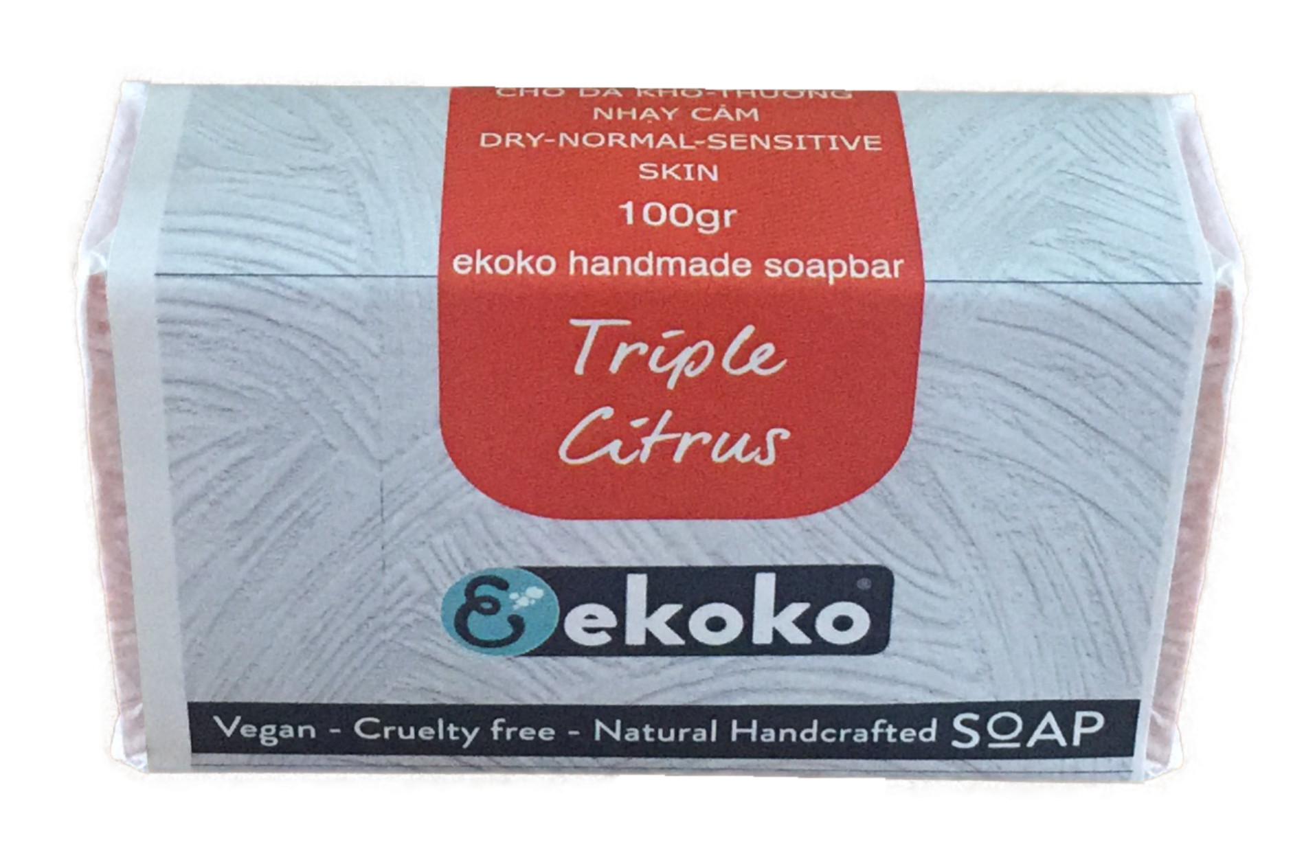 Xà phòng handmade cao cấp 3 lớp tinh dầu Chanh Quýt Bưởi và đất sét làm mịn cho da dầu - Ekoko Triple Citrus handmade soap 100g