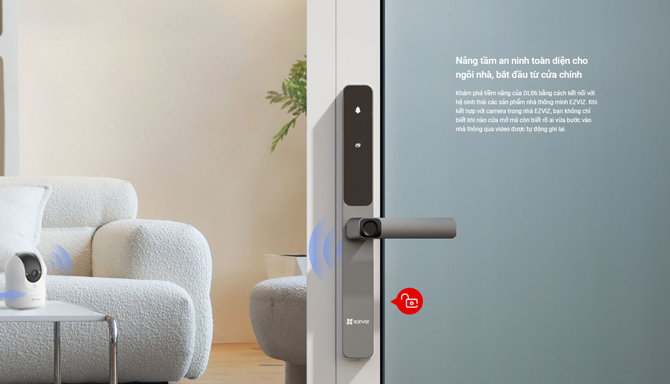 Khóa cửa vân tay thông minh EZVIZ DL06 Báo chống trộm, 5 lớp bảo mật - Hàng chính hãng