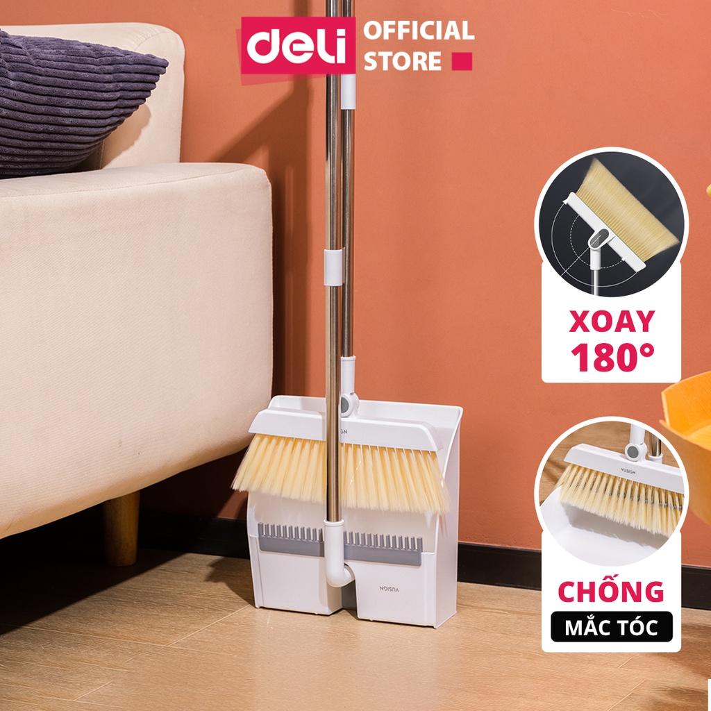 Bộ Chổi Quét Nhà Thông Minh Xoay 180 Độ Kèm Hót Rác Gấp Gọn Deli - Chổi Xẻng Quét Sạch Bụi Chống Mắc Tóc Tiện Lợi Phù Hợp Với Mọi Mặt Sàn Phòng Khách, Phòng Ngủ, Phòng Bếp Thiết Kế Có Móc Treo - VSS1003