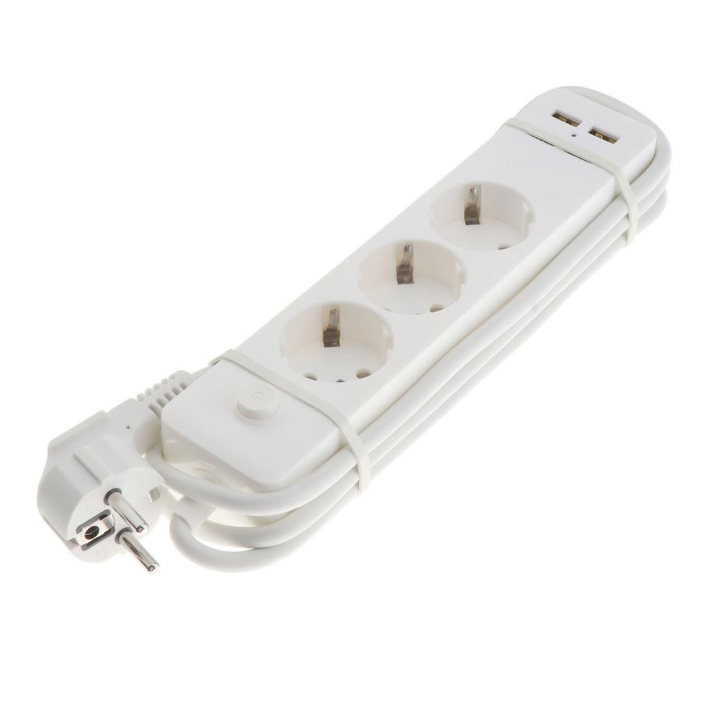 EU Plug Extension Socket Outlet Hub Travel Power Strip 7-Ports with 4 USB