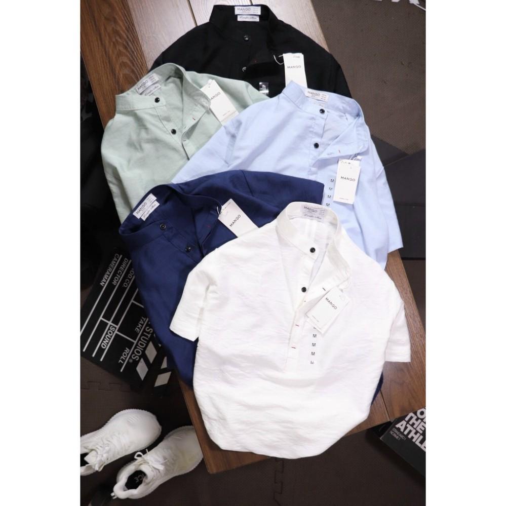 |new arrival 2021| Áo sơ mi nam họa tiết trơn NGắn tay vải đủi thoáng mát cực mịn không bay màu - ASM019