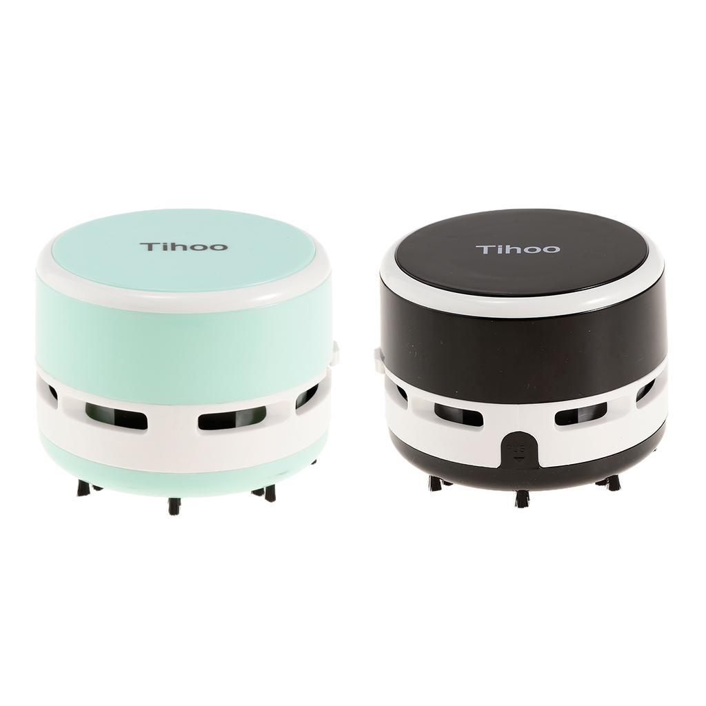 Mini Round Portable Handheld Cordless Tabletop Crumb Sweeper Desktop Dust Vacuum Cleaner Keyboard Cleaning Tool Battery Operated