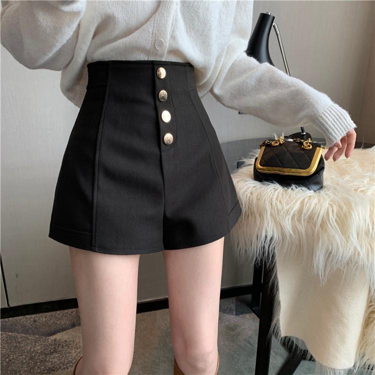 Quần short nữ lưng cao ống rộng DOLOXI cạp cao 4 khuy khóa lưng vải tuyết mưa Q039