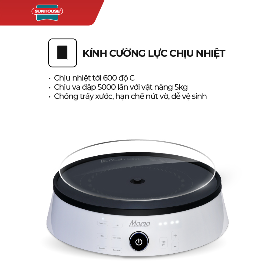 Bếp Điện Từ Đơn Cảm Ứng Sunhouse Mama SHD6875 - Kèm Nồi Lẩu Cao Cấp - Hàng Chính Hãng