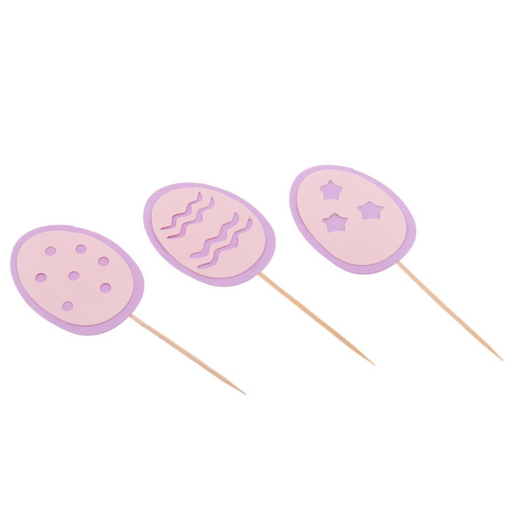 3pcs/Set Happy Easter Eggs Cupcake Picks Cake Topper Easter Decor