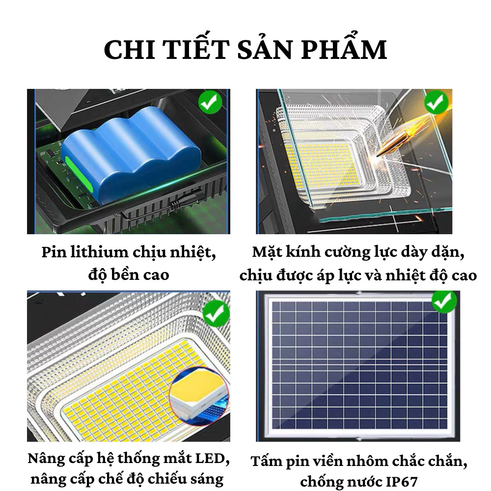 Đèn Pha Năng Lượng Mặt Trời Cao Cấp Bảo Hành 2 Năm