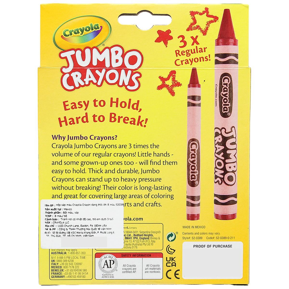 Hộp 8 Bút Sáp Màu Crayon Dạng Thỏi Lớn - Crayola 520389