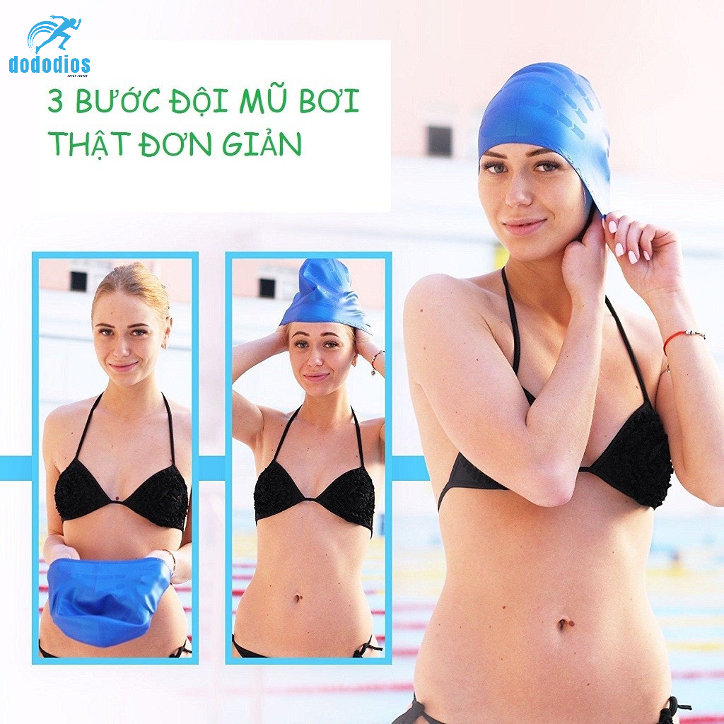 Nón bơi, Mũ bơi TRÙM TAI, chất liệu silicone đàn hồi, thiết kế thời trang cao cấp CA33 dododios Collection - Hàng Chính hãng dododios