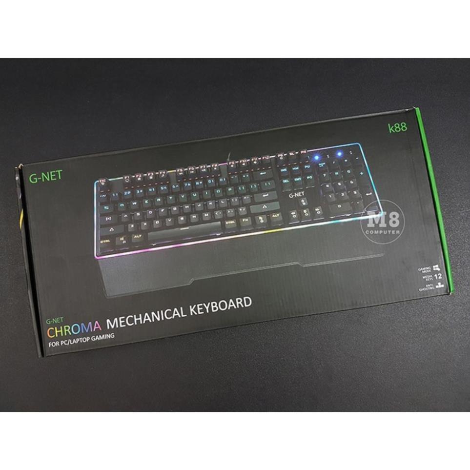 Bàn phím Gaming G-Net K68 - Led ranibow - Blue Switch - Switch quang học - Màu đen  - Hàng Chính Hãng