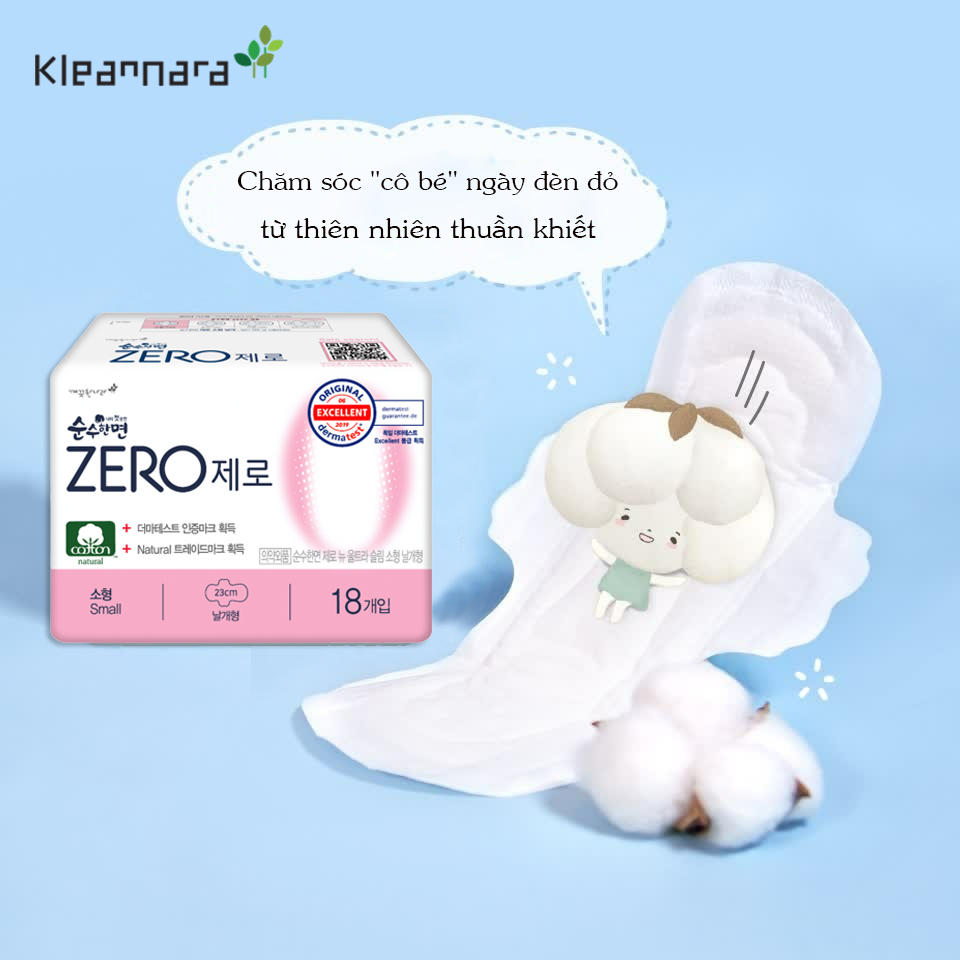 Băng vệ sinh siêu mỏng cánh thấm hút nhanh, chống tràn và an toàn tuyệt đối KleanNara Zero size S (23cm)- Hàn Quốc Chính Hãng