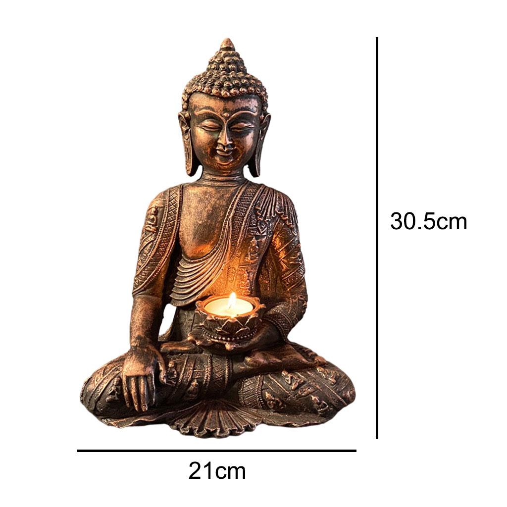 Buddha Yoga Candle Holder Tabletop Tealight Statue Home Office Collectible