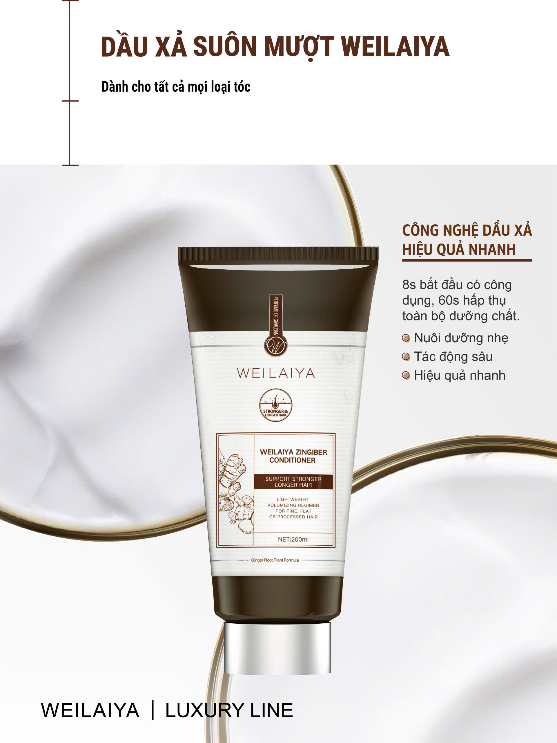 Cặp dầu gội xả gừng thảo mộc Weilaiya Luxury dành cho da đầu khô, thường