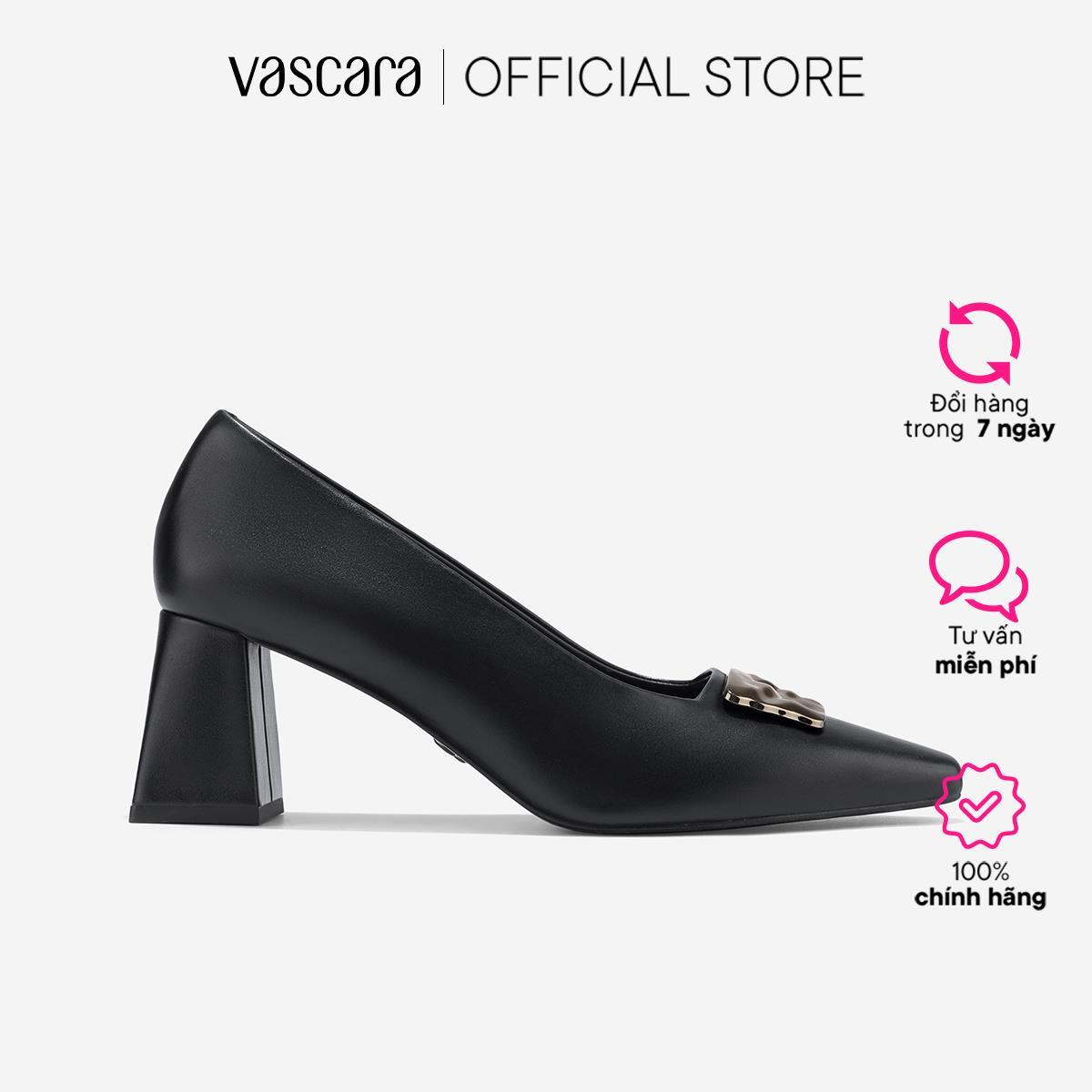Giày Bít Mũi Block Heel Nhấn Khóa Trang Trí - BMN 0675