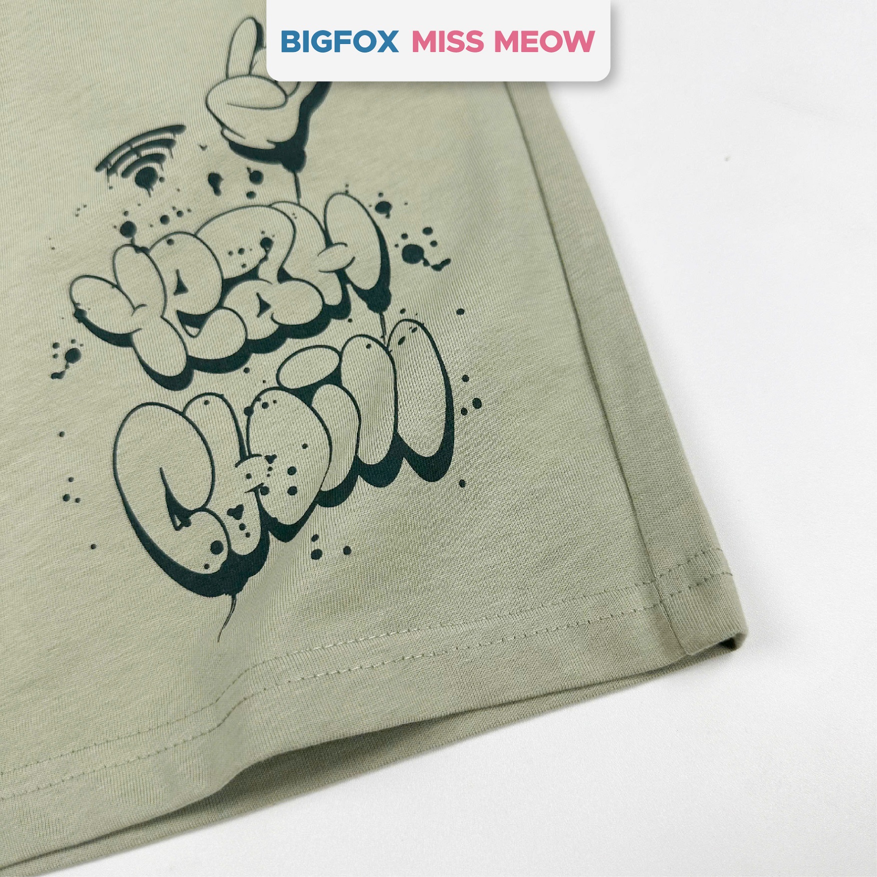 Bộ cotton bé trai size đại Bigfox Miss Meow mùa hè cộc tay in đẹp 12,13,14,15 tuổi 40kg 50kg