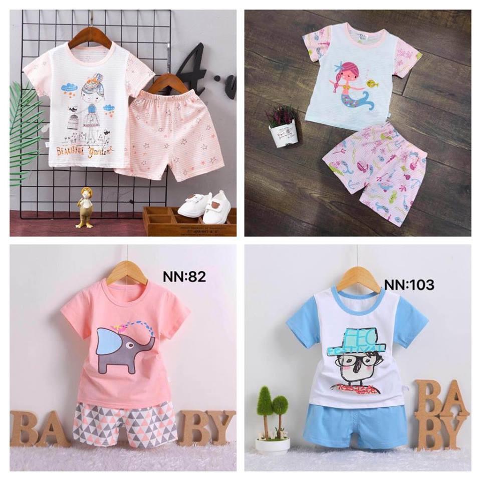 Bộ cotton thun bé trai bé gái xuất Hàn size 90-140, mua hàng inb mình mẫu và size nha