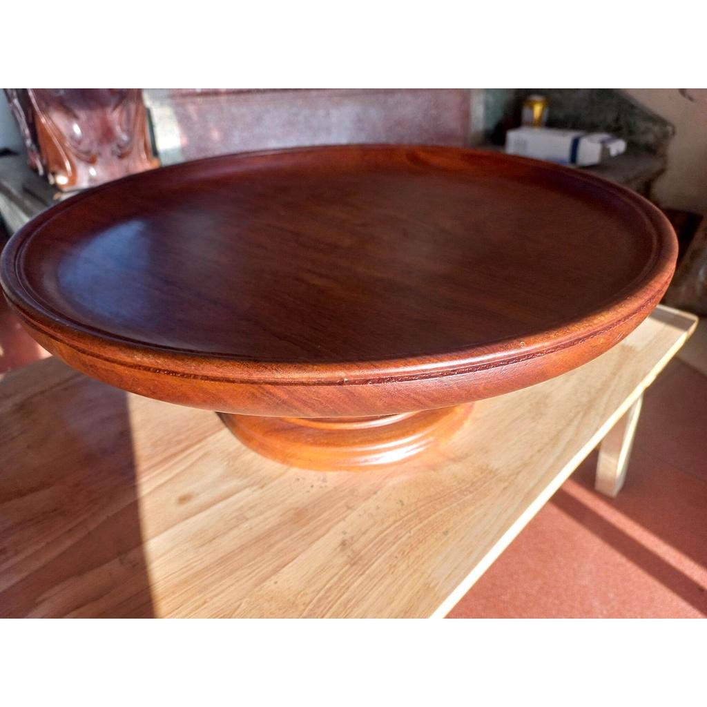 Mâm bồng đựng hoa quả trên bàn thờ bằng gỗ hương đá kt mặt rộng 30cm +chân đế cao 10cm = tổng cao 14cm