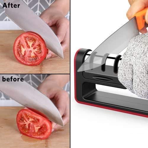 Máy mài dao 3 giai đoạn giúp phục hồi các lưỡi dao không có răng cưa một cách nhanh chóng, an toàn và dễ sử dụng cho nhà bếp, cắm trại, đi bộ đường dài và sử dụng trong gia đình