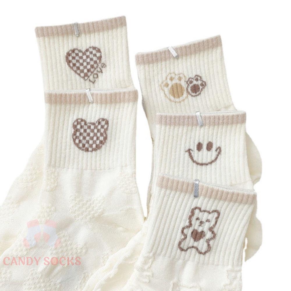 Tất nữ vớ nữ cổ trung, Set 5 đôi tất nữ phong cách Hàn Quốc, co dãn 4 chiều, chất liệu cotton Hàn cao cấp TN-229