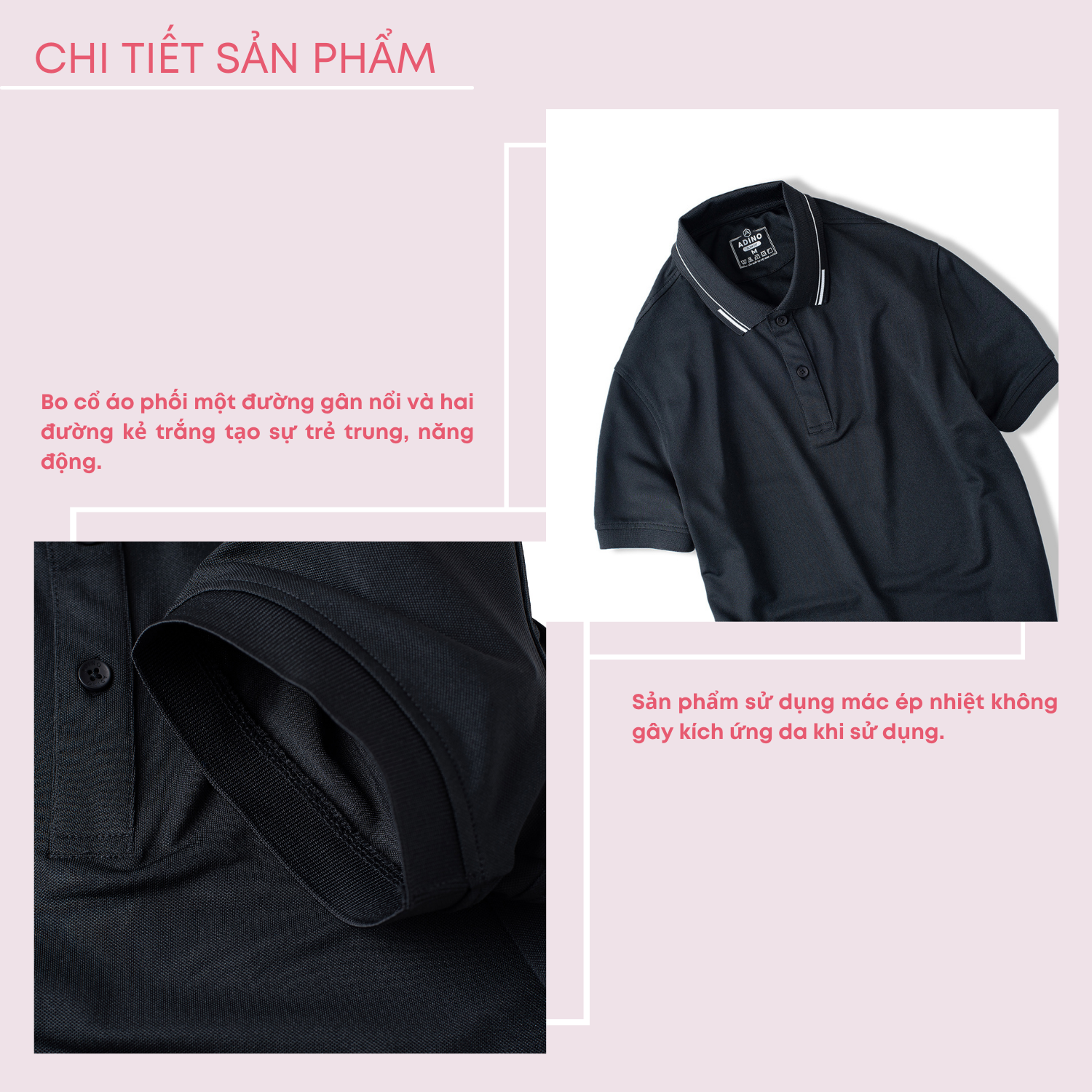 Áo polo nữ màu đen phối viền ADINO vải polyester cotton không bai xù dáng slimfit công sở hơi ôm trẻ trung APN05