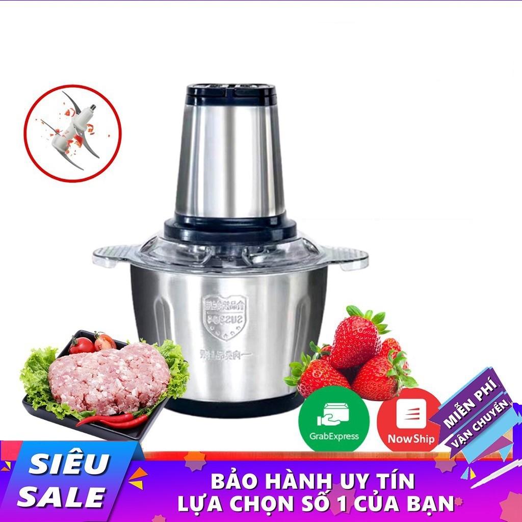 Máy Xay Thịt Đa Năng Cối INOX 304 2L, 4 Lưỡi, Cối Xay Thực Phẩm, Rau Củ Tôm Cua Cá