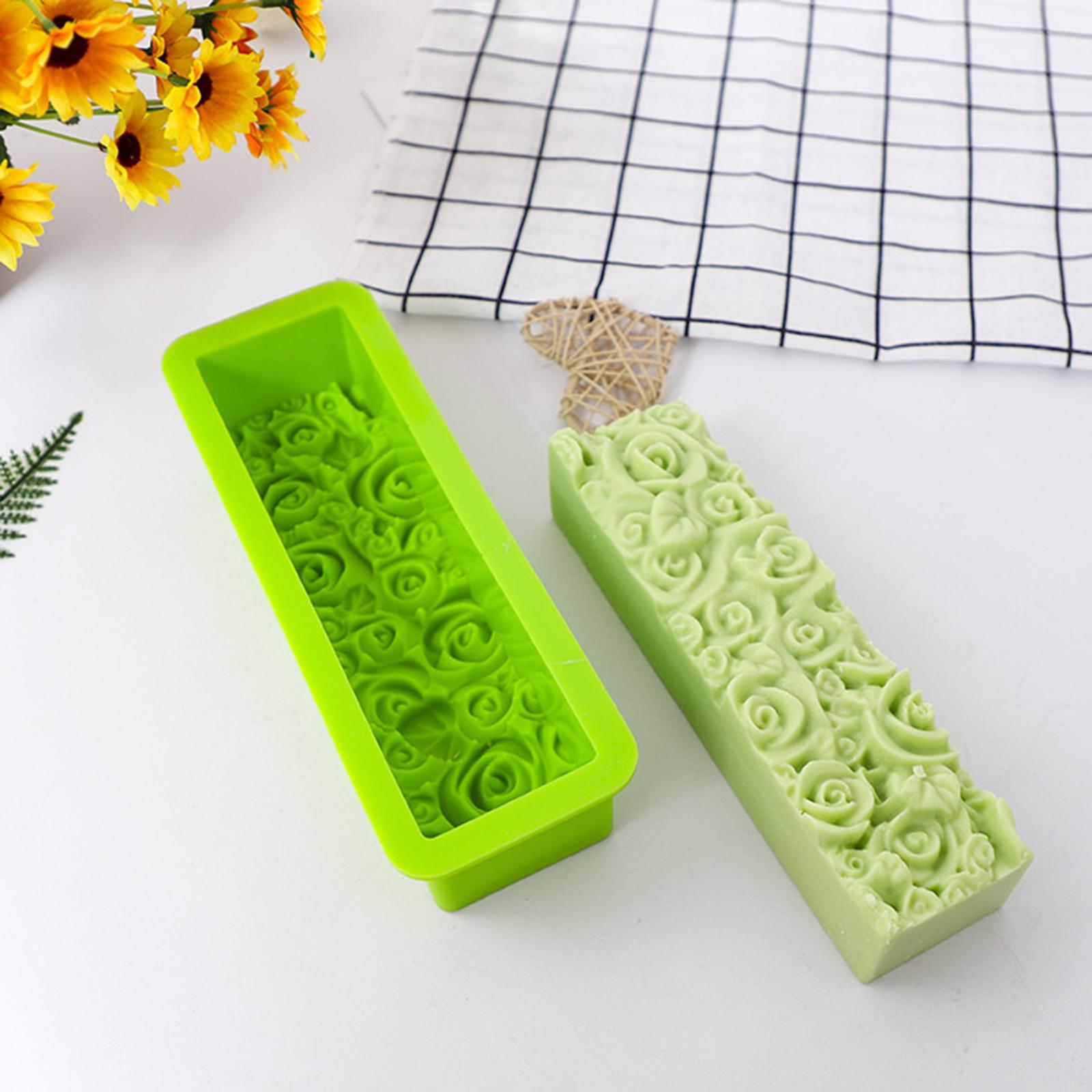 Rose Flower Silicone Loaf Soap  Rectangular Embossed Mould DIY