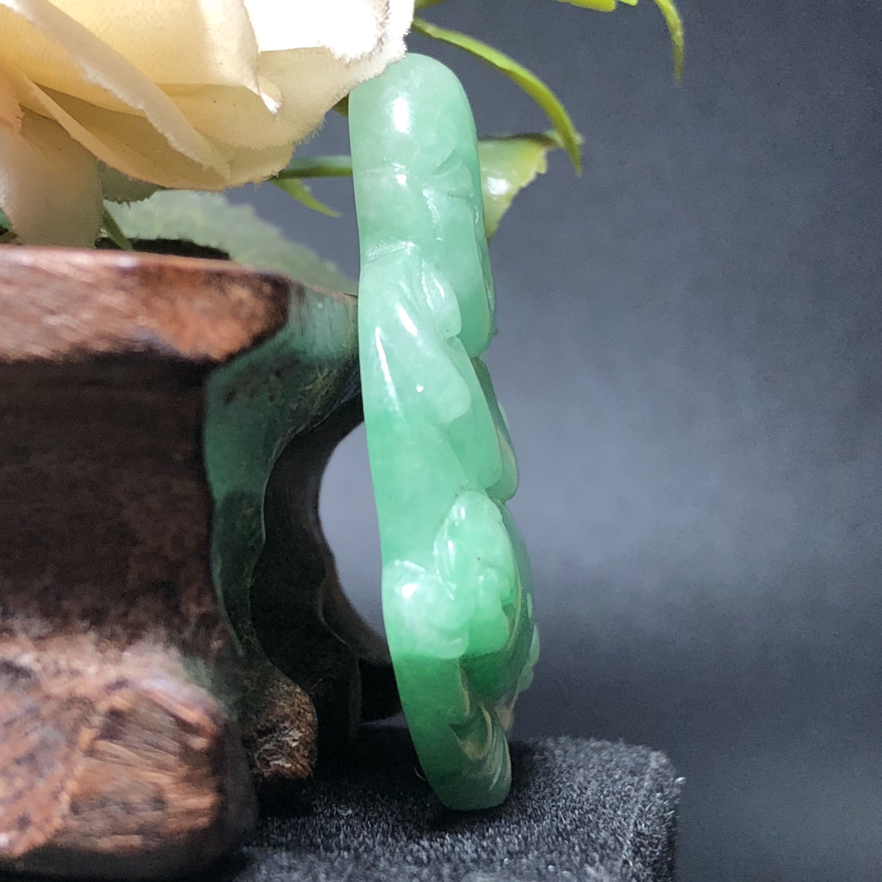 Mặt Phật Di Lặc Cẩm Thạch xanh lí cao cấp