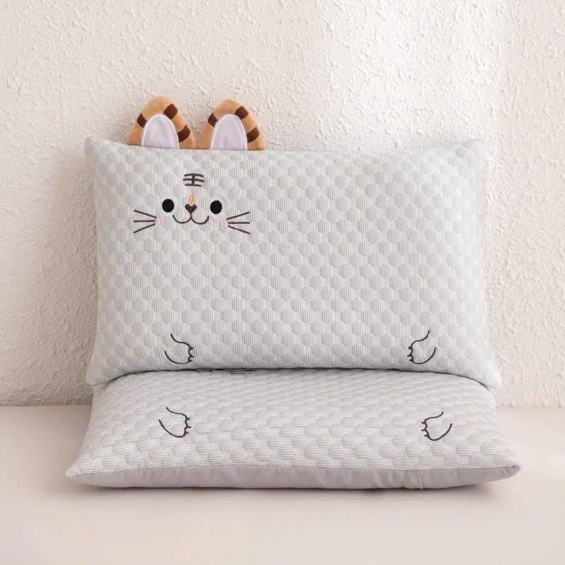 Gối Đầu Cho Bé Gối Băng Lạnh Hình MÈO Thoáng Mát Không bị dính mồ hôi dùng vải lụa mềm
