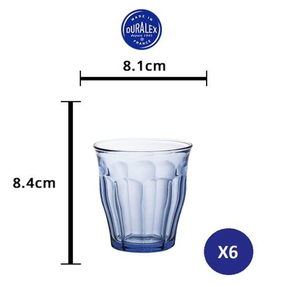 Bộ 6 ly D1026B Duralex - Picardie Xanh Marine 220ml Thủy tinh cường lực cao cấp Pháp