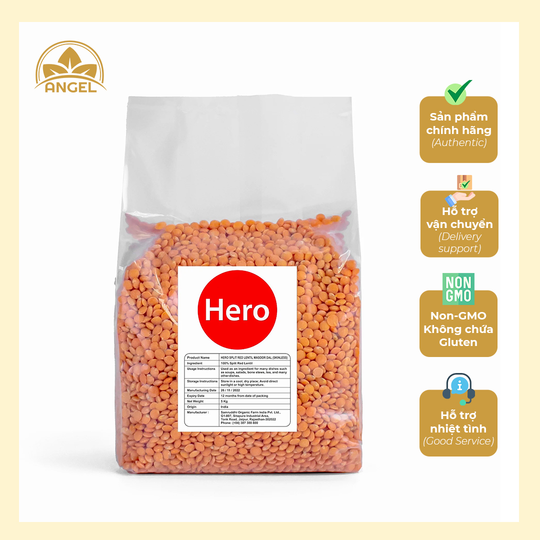 Đậu Lăng Đỏ Hero Masoor Dal Tách Hạt Nhập Khẩu (Không Vỏ)