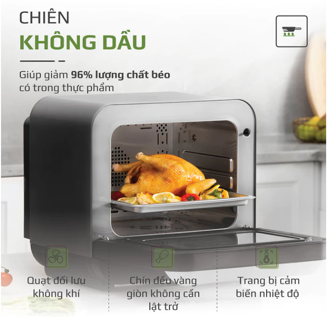 Nồi Chiên Không Dầu, Nồi Chiên Hơi Nước OLIVO SF18 Thương Hiệu Mỹ Cao Cấp Gồm 50 Chức Năng Làm Bít Tết Hấp Nướng Hâm Nóng Đa Năng Dung Tích 18 Lít Công Suất 2450 W - Hàng Chính Hãng