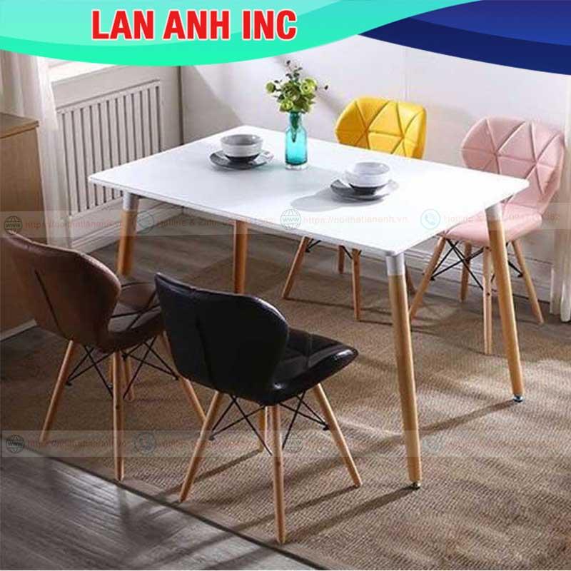 Ghế bàn ăn làm việc trang điểm eames cánh bướm bọc da chân gỗ lưng cao đẹp hiện đại LAG129